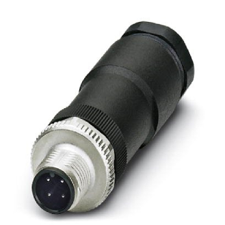 M12A Mâle Droit 4p; Bornes à vis (x4) 0,25-0,75mm², Ø2,1-5,2mm-Lire la description