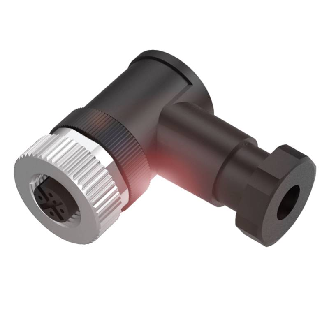 M12A Fem Coudé 5p; Bornes à vis (x4) 0.14-0.75mm², Ø6-8mm Pg7-Lire la description