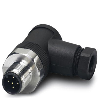 M12A Mâle Coudé 5p Inox; Bornes à vis (x5) 0,25-0,75mm², Ø4-6mm (PG7)