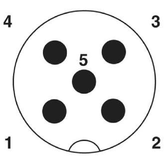 M12A Mâle Coudé 5p Inox; Bornes à vis (x5) 0,25-0,75mm², Ø4-6mm (PG7)-Lire la description