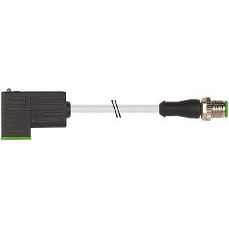 EV Forme C 8mm 24V LED+ATP/M12 Mâle Droit; PUR 3x0.75 Gris 0.6m-Lire la description