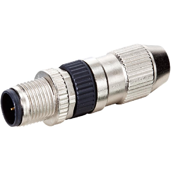 M12A Mâle Droit 4p; Bornes guillotines 0.14-0.34mm², Ø2.9-5.1mm-Lire la description