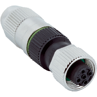 M12A Fem Droit 4p; Bornes autodénudantes 4x0.25mm², Ø4-5.1mm-Lire la description