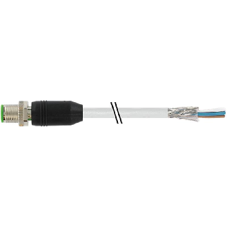 M12A Mâle Droit 4p; Câble PVC Blindé 4x0,34 Gris 3m-Lire la description