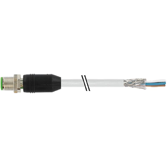 M12A Mâle Droit 4p; Câble PVC Blindé 4x0,34 Gris 3m-Lire la description