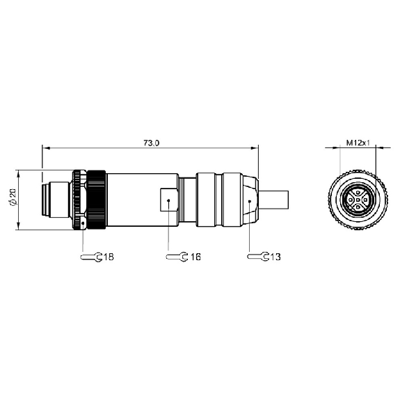 M12A Mâle Droit 5p; Bornes à vis 0.14-0.75mm², Ø5-8mm-Lire la description