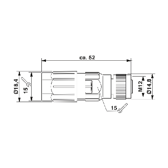 M12A Fem Droit 4p; Bornes autodénudantes (x4) <0,75mm², Ø4-8mm-Lire la description