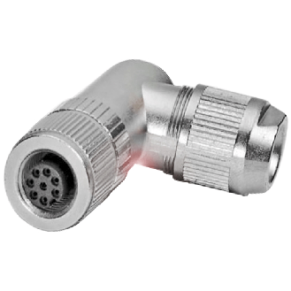 M12A Fem Coudé 8p; Bornes CAD 0.14-0.34 mm², Ø4-8 mm-Lire la description