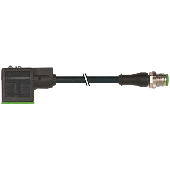 EV Forme A 18mm 24V LED+ATP/M12 Mâle Droit; PUR 3x0,75 Noir Cpc 3m-Lire la description