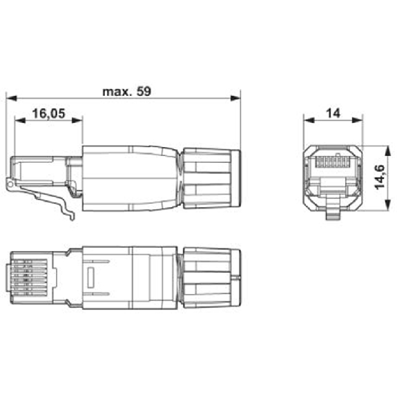Connecteur RJ45 Mâle 4p; Bornes autodénudantes; CAT5e; PROFINET Connecteur RJ45 Mâle 4p; Bornes autodénudantes; CAT5e; PROFINET-Lire la description