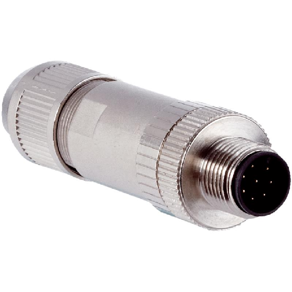 M12A Mâle Droit 8p; Bornes IDC 0.14-034mm², Ø4-8mm; Blindé-Lire la description