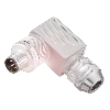 M12D Mâle Coudé 4p; Bornes à vis (x4) 0.14-0.75mm², Ø5-8mm