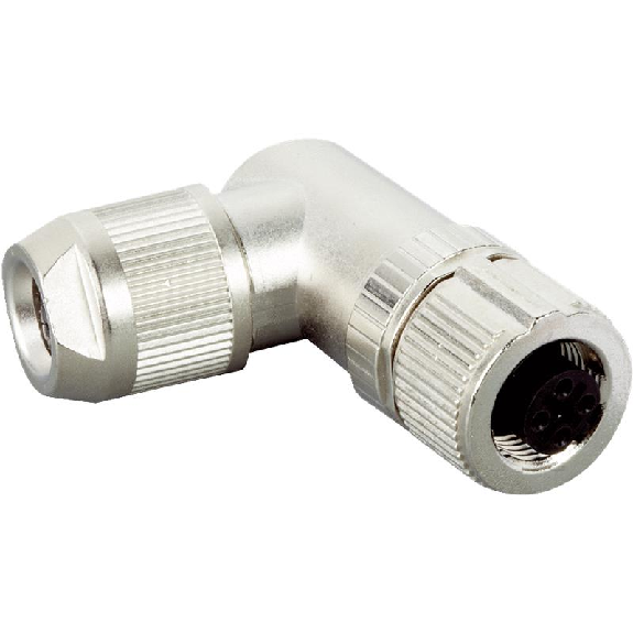 M12B Fem Coudé 5p; Bornes à ressort 0.14-0.5mm², Ø4-8mm; Blindé-Lire la description