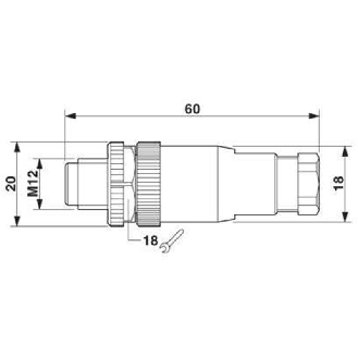M12A Mâle Droit 4p; Bornes à vis max 0.75mm² Pg7 4-6mm-Lire la description
