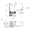 M12A Fem Coudé 5p; Bornes à vis (x5) 0.14-0.75 mm², Ø4-6mm Pg7