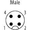 M12A Mâle Droit 4p; Câble PUR 4x0.34 Gris Cpc 10m
