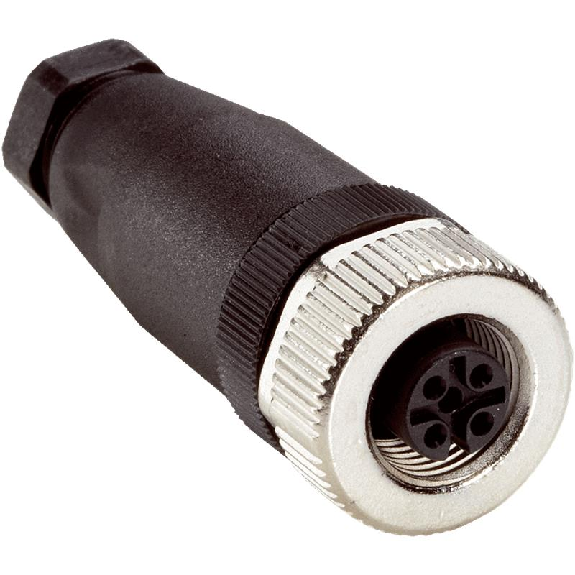M12A Fem Droit 4p; Bornes à vis (x4) 0.14-0.75mm², Ø4-6mm-Lire la description