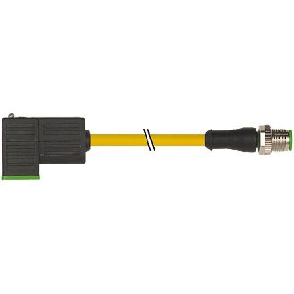 EV Forme C 8mm 24V LED+ATP/M12 Mâle Droit 3p; PVC 3x0.75 Jaune 0.6m-Lire la description