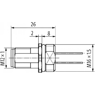 Embase M12 Mâle codé A montage frontal Fils PVC 12x0,14 0,5m-Lire la description
