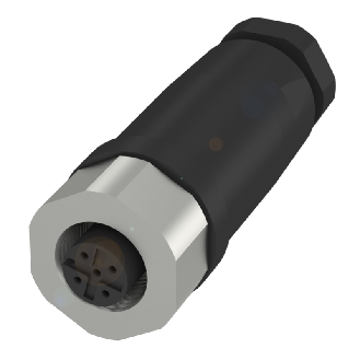 M12A Fem Droit 5p Inox; Bornes à vis (x5) 0.14-0.75mm², Ø6-8mm-Lire la description