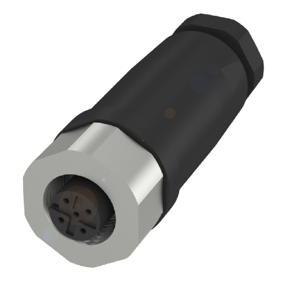 M12A Fem Droit 5p Inox; Bornes à vis (x5) 0.14-0.75mm², Ø6-8mm-Lire la description
