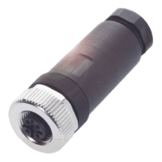 M12A Fem Droit 5p, Bornes à vis (x5) 0.14-0.5mm², Ø6-8mm Pg7-Lire la description