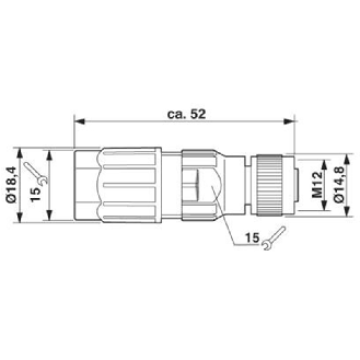 M12A Fem Droit 4p; Bornes autodénudantes, Ø4-8mm-Lire la description