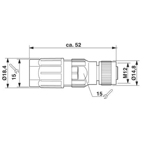 M12A Fem Droit 4p; Bornes autodénudantes, Ø4-8mm-Lire la description