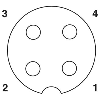 M12A Fem Droit 4p; Bornes autodénudantes, Ø4-8mm