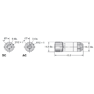 M12A Fem Droit 4p; Bornes à souder <0.5mm² (x4)-Lire la description