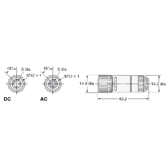 M12A Fem Droit 4p; Bornes à souder <0.5mm² (x4)-Lire la description