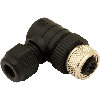M12A Fem Coudé 4p; Bornes à vis (x4), Ø3-6,5mm