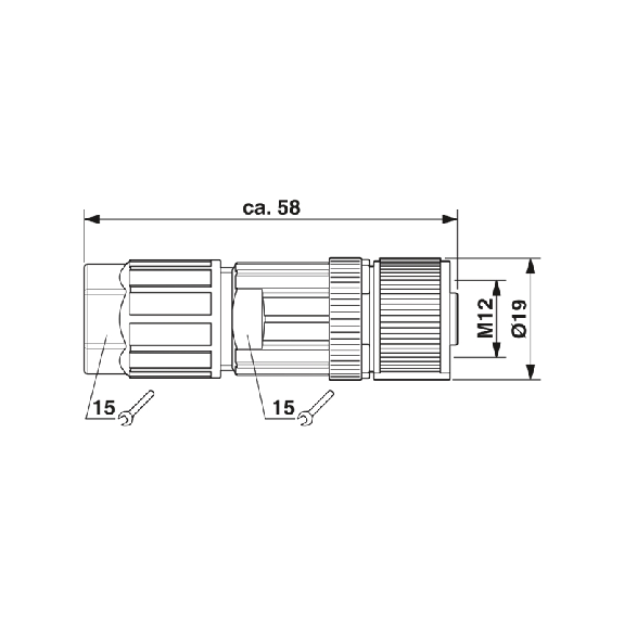 M12A Fem Droit 4p; Bornes Push-Lock <0,75mm², Ø4-8 mm-Lire la description