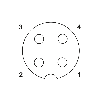 M12A Fem Droit 4p; Bornes Push-Lock <0,75mm², Ø4-8 mm