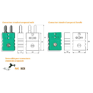 Connecteur thermocouple compensé couple J (CEI 60584); mâle-Lire la description