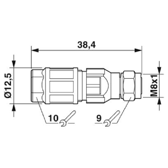 M08A Fem Droit 4p Inox; Bornes autodénudantes max. 0,5mm², Ø2.5-5mm-Lire la description
