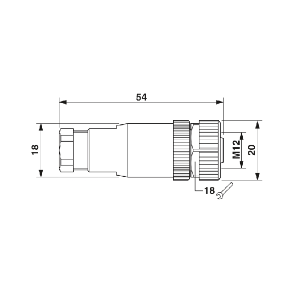 M12A Fem Droit 4p; Bornes à vis, Ø4-6mm-Lire la description