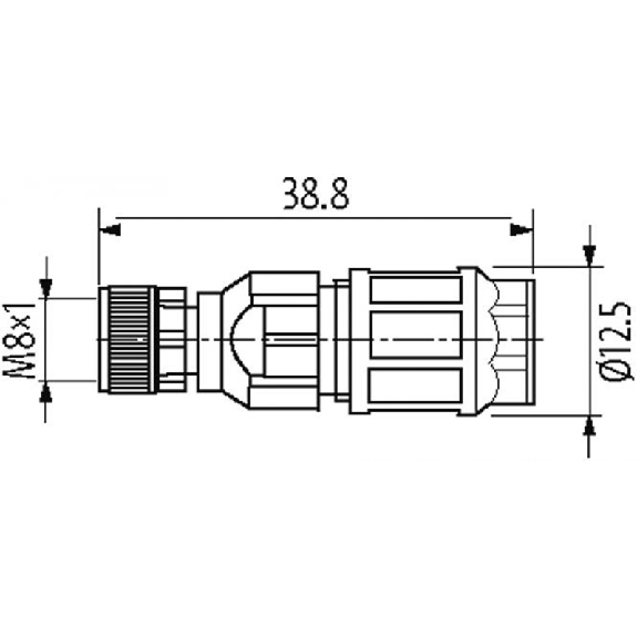 M08 Fem Droit 4p; Bornes guillotines 0.25-0.5mm², Ø2.5-5mm-Lire la description