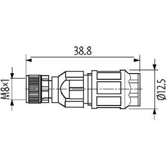 M08 Fem Droit 4p; Bornes guillotines 0.25-0.5mm², Ø2.5-5mm-Lire la description