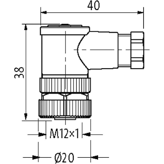 M12 Fem Coudé 8p; Bornes à vis <0.5mm², Ø6-8mm M12 Fem Coudé 8p; Bornes à vis <0.5mm², Ø6-8mm-Lire la description