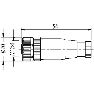 M12A Fem Droit 4p; Bornes à vis max. 0.75mm², Ø4-6mm Pg7-Lire la description