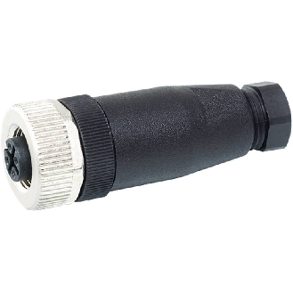 M12A Fem Droit 4p; Bornes à vis max. 0.75mm², Ø4-6mm Pg7-Lire la description