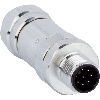 M12A Mâle Droit 8p Inox V4A Blindé; Bornes à vis <0,5mm², 5,5-8,6mm