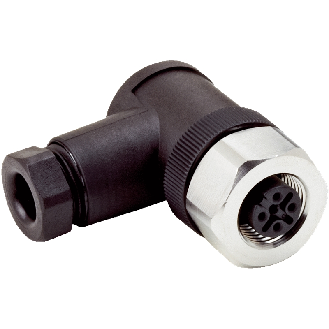 M12 Fem Coudé 4p; Bornes à vis max. 0,75mm², Ø6-8mm-Lire la description