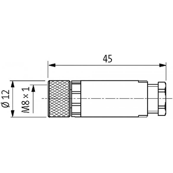 M08A Fem Droit 4p; Bornes à vis 0.14-0.5mm², Ø2.5-5mm-Lire la description