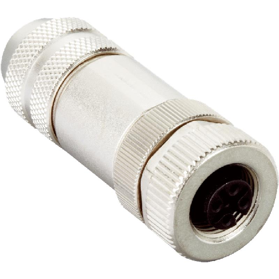 M12 Fem Droit 5p; Bornes à vis <0.75mm², Ø4.5-7mm; Blindé-Lire la description