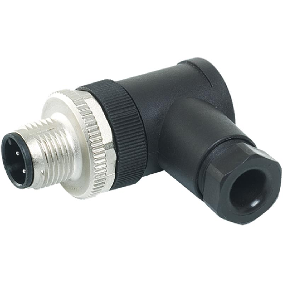 M12A Mâle Coudé 4p; Bornes à vis <0,75mm², Ø4-6mm Pg7-Lire la description