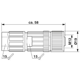 M12A Fem Droit 5p; Bornes push-in, Ø4-8mm-Lire la description