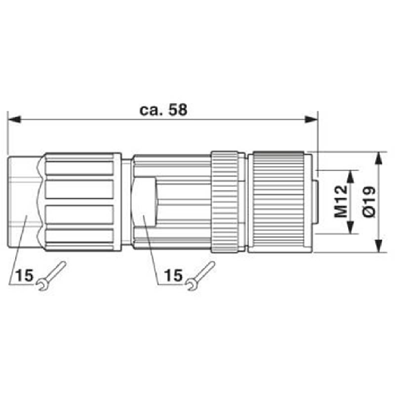M12A Fem Droit 5p; Bornes push-in, Ø4-8mm-Lire la description