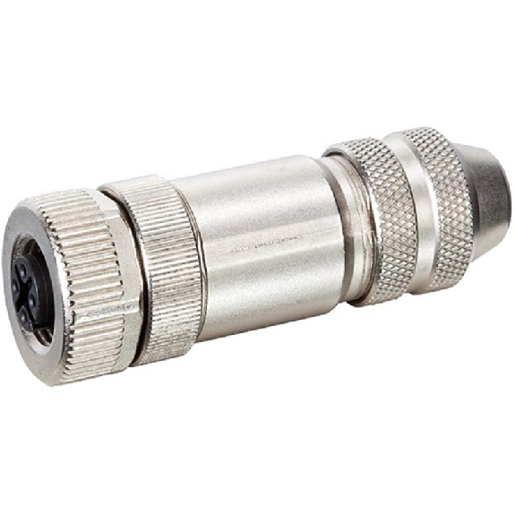 M12 Fem Droit 8p; Bornes à vis <0.5mm², Ø6-8mm; Blindé-Lire la description